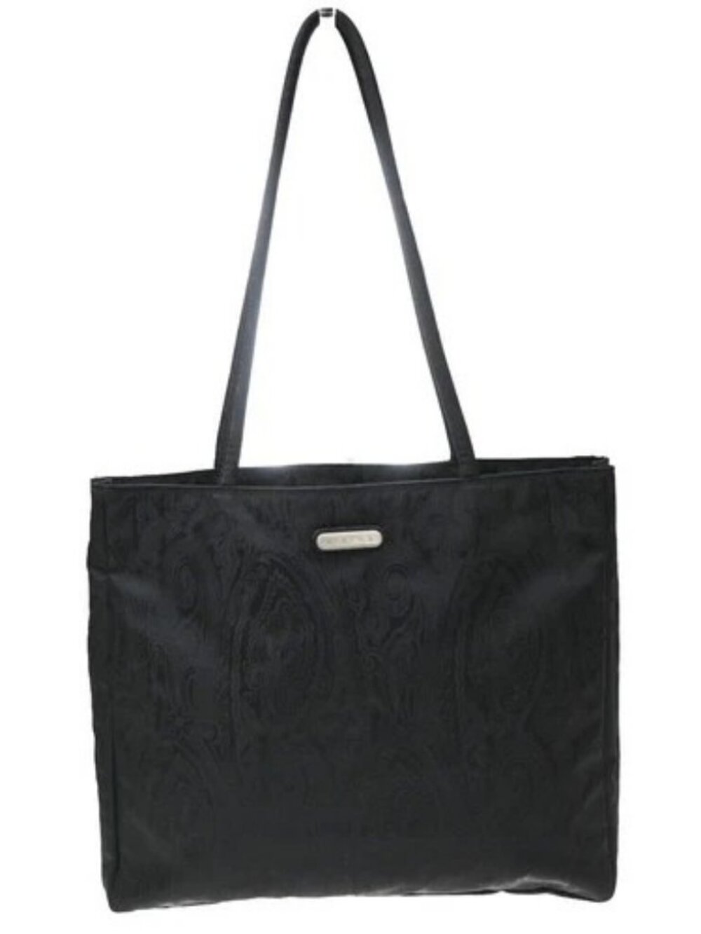 ETRO Paisley Pattern Shoulder Tote Bag Nylon Leather Black SHW Italy 08MA753